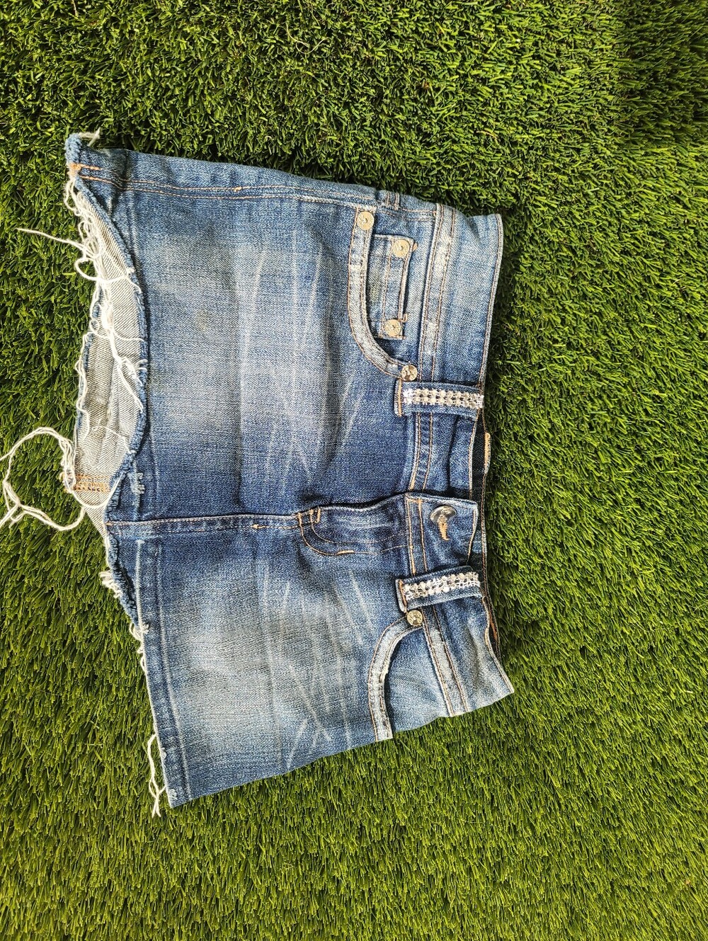 Y2K Distressed Studded Denim Mini Skirt By Cello Jeans Sz.S